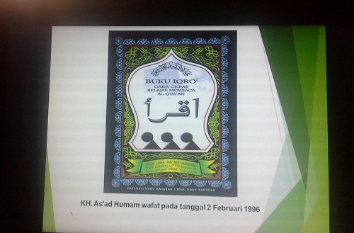 Buku paling laris sepanjang zaman sampai hari ini di Indonesia, Buku Iqra’ karya  KH. As'ad Humam (Pelatihan TTW, SMK Cikini Jakarta Utara, Sabtu 20 Agustus 2016)